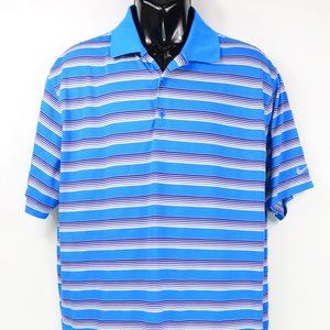Nike Golf Tour Performance Dri Fit Men's Size XL Blue & White Polo Shirt NWOT